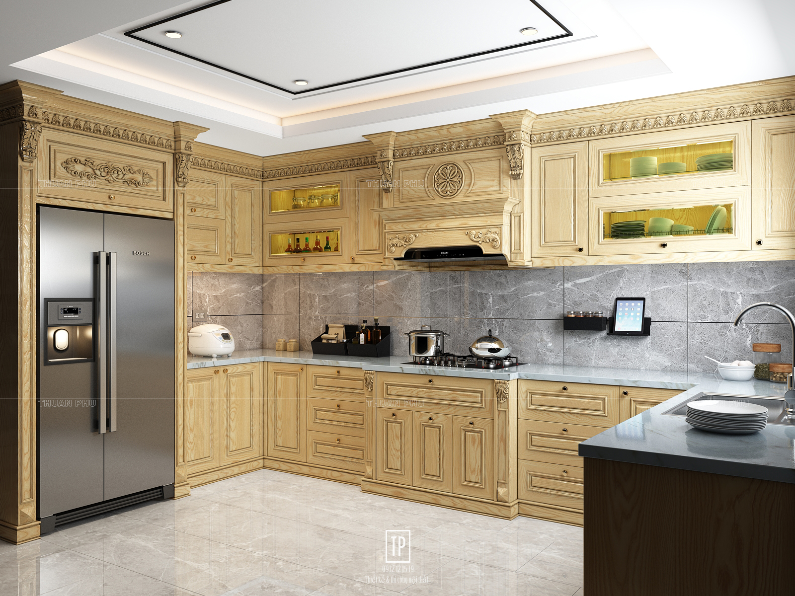 Tủ bếp gỗ tần bì TB18 - Góc nhìn 2