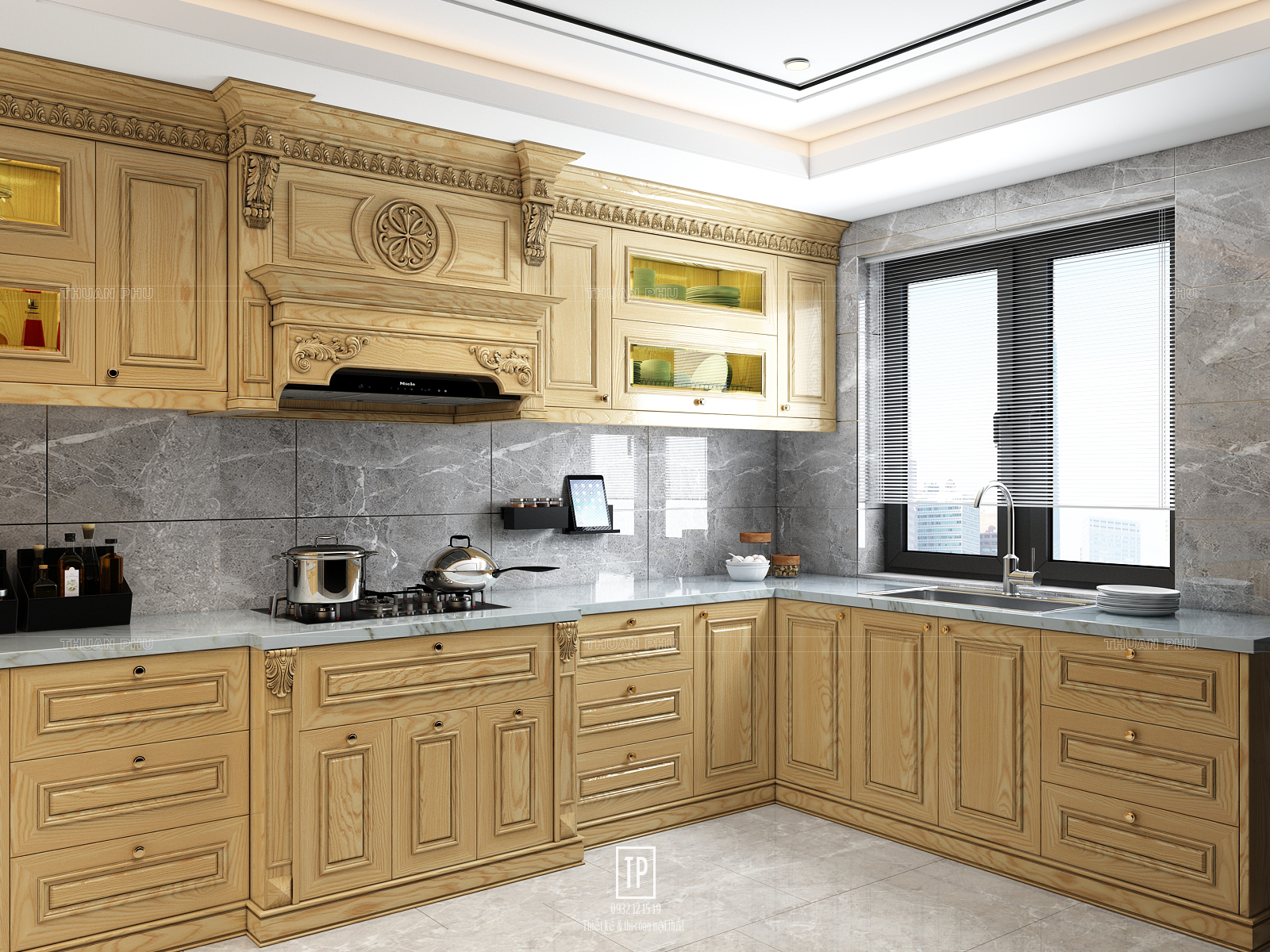 Tủ bếp gỗ tần bì TB18 - Góc nhìn 3