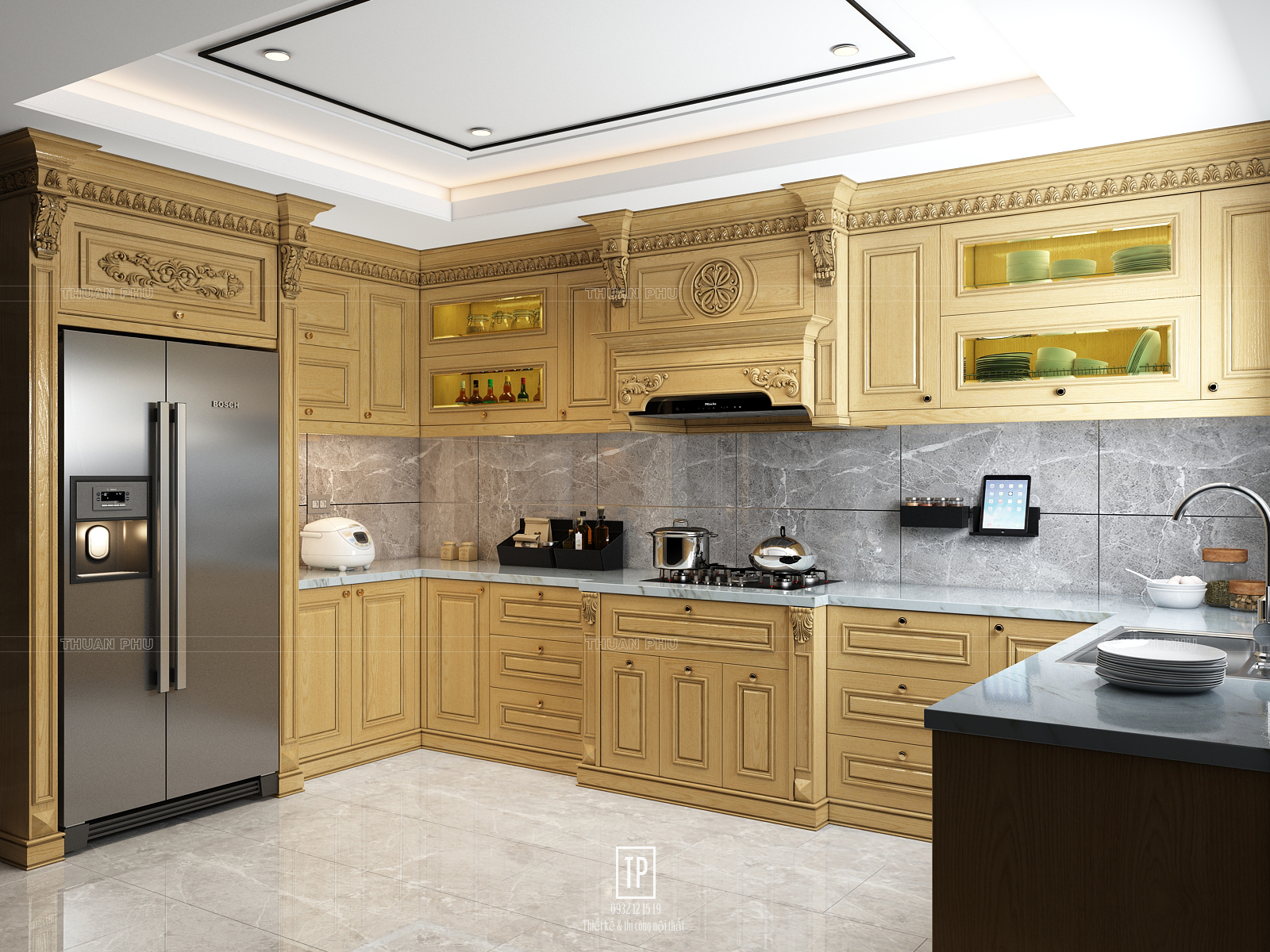 Tủ bếp gỗ sồi (OAK) TB17 - Góc nhìn 2