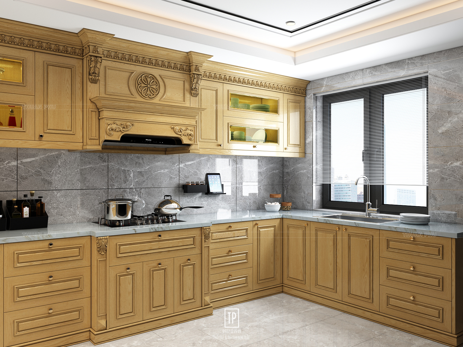 Tủ bếp gỗ sồi (OAK) TB17 - Góc nhìn 3