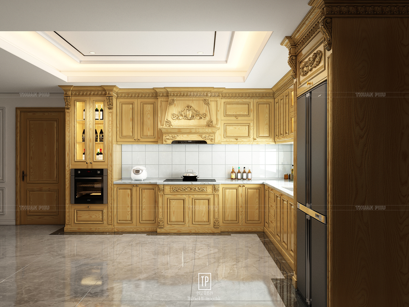 Tủ bếp gỗ tần bì TB18 - Góc nhìn 1