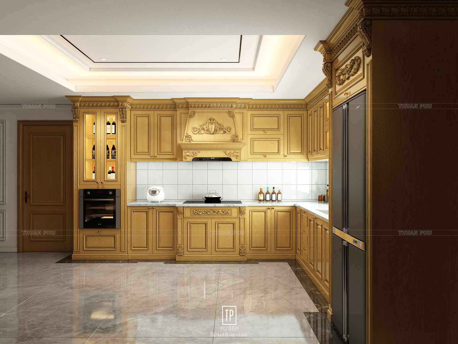 Tủ bếp gỗ sồi TB18 - Góc nhìn 1