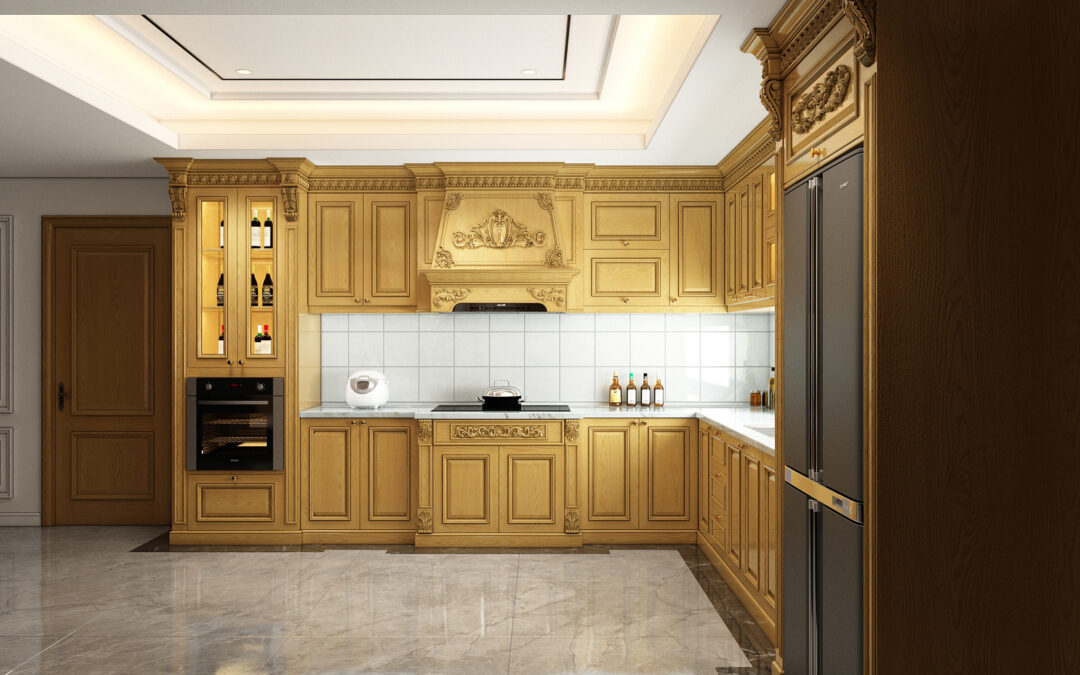 Tủ bếp gỗ sồi (gỗ Oak) tự nhiên chữ L | Miễn phí thiết kế bếp