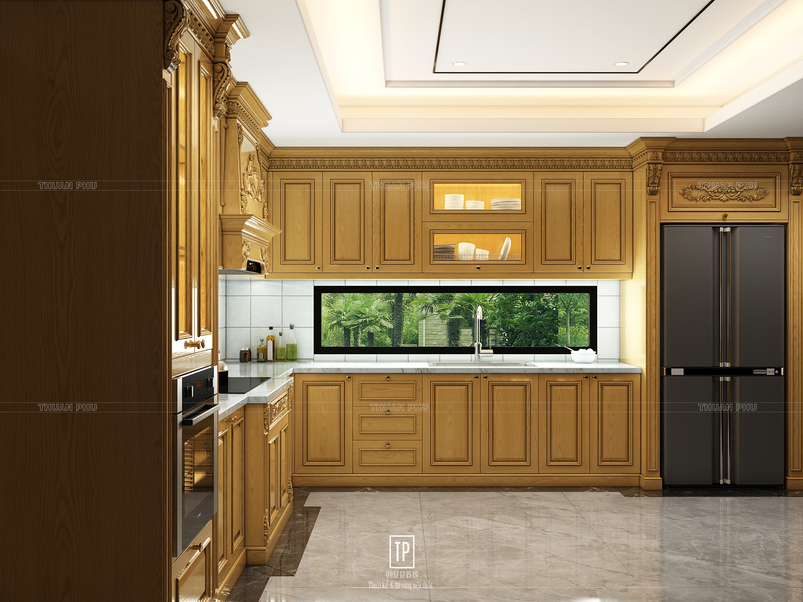 Tủ bếp gỗ sồi TB18 - Góc nhìn 2