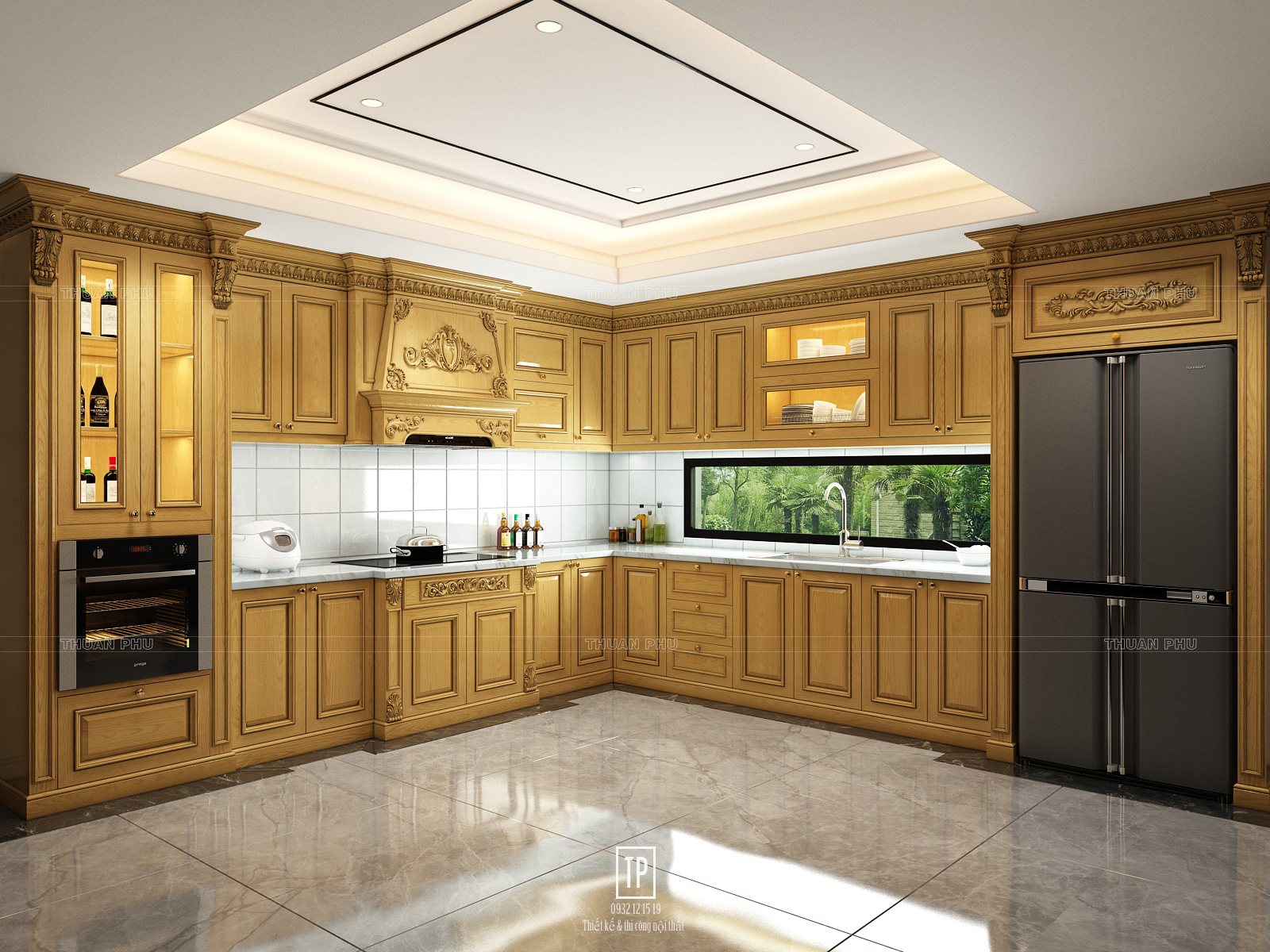 Tủ bếp gỗ sồi TB18 - Góc nhìn 4