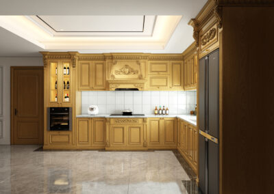 Tủ bếp gỗ sồi (gỗ Oak) tự nhiên chữ L | Miễn phí thiết kế bếp