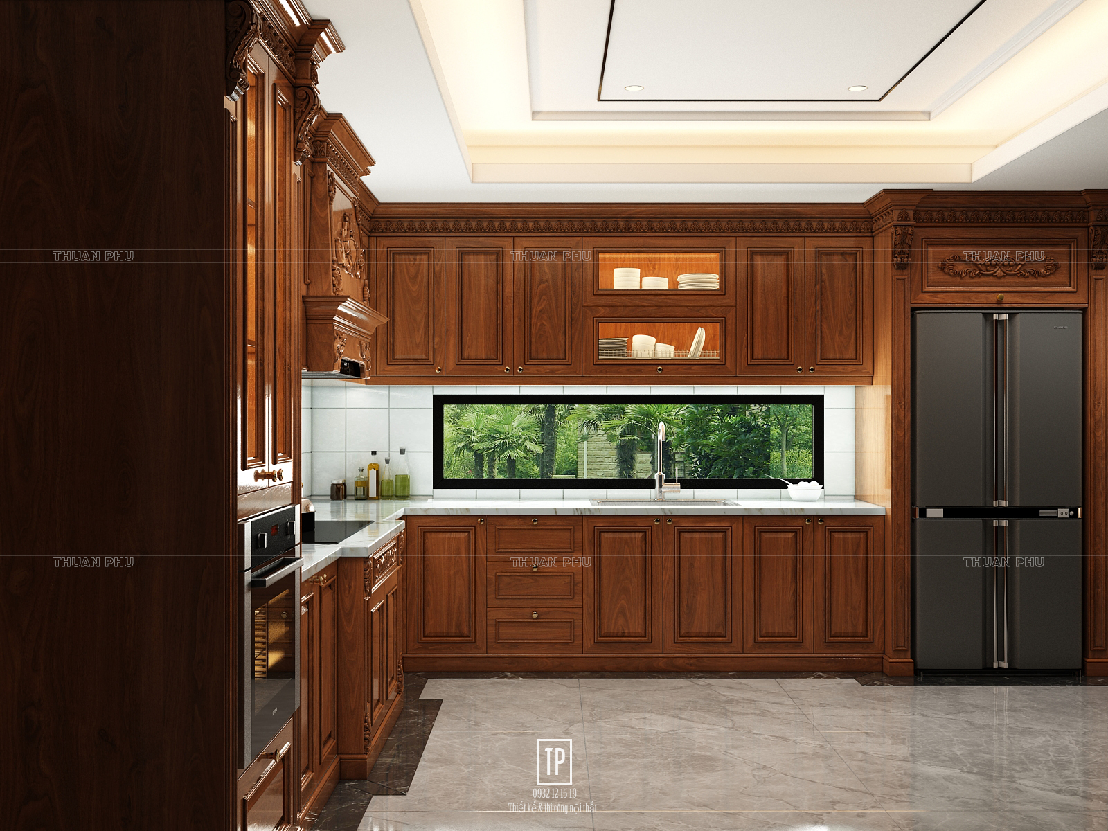 Tủ bếp gỗ óc chó (walnut) TB18 - Góc nhìn 2