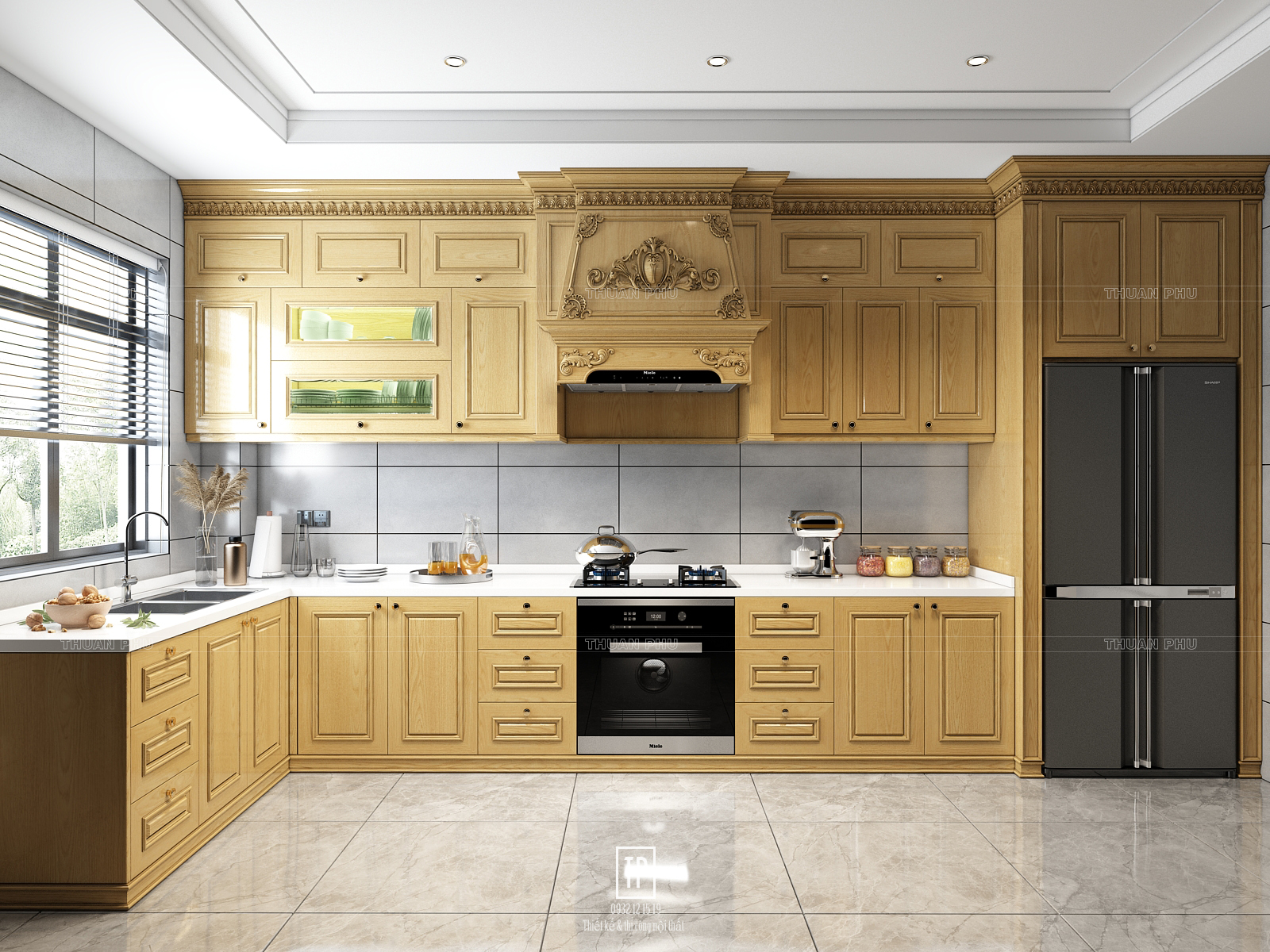 Tủ bếp gỗ tần bì (ASH) TB19 - Góc nhìn 1