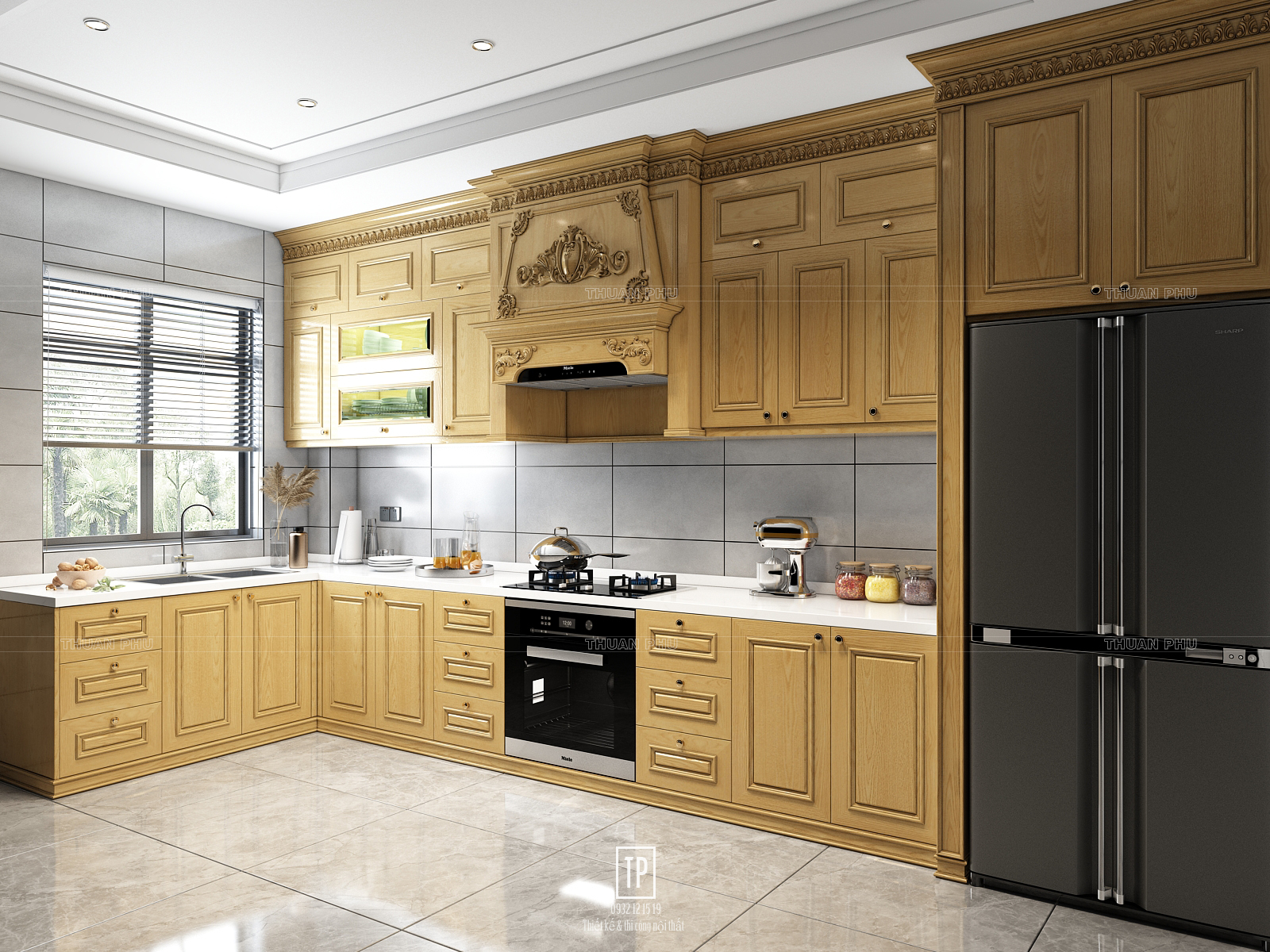 Tủ bếp gỗ tần bì (ASH) TB19 - Góc nhìn 2