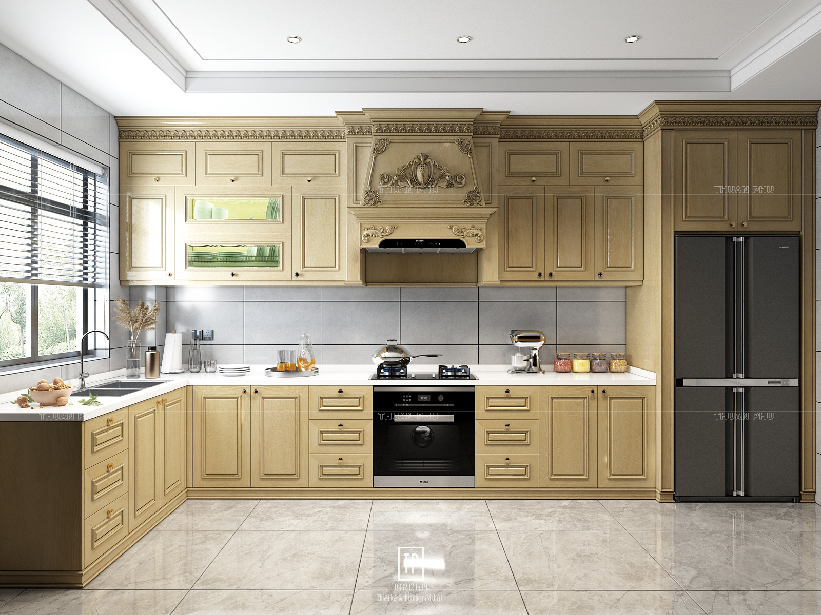 Tủ bếp gỗ sồi (OAK) TB19 - Góc nhìn 1