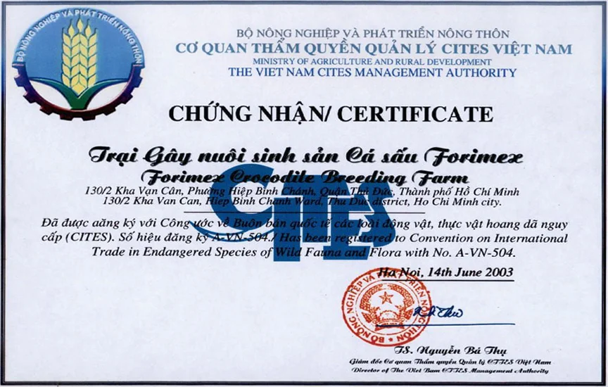 Cites certificate