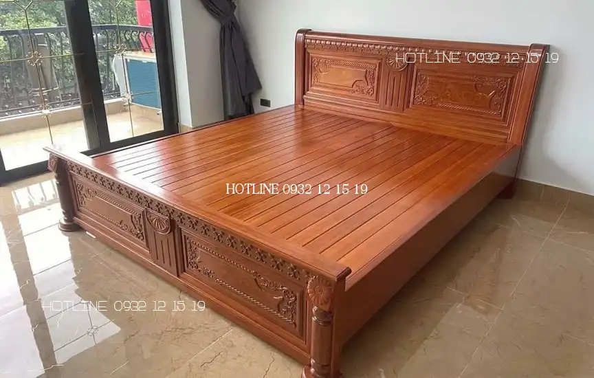 Giường ngủ gỗ xoan đào 1m8