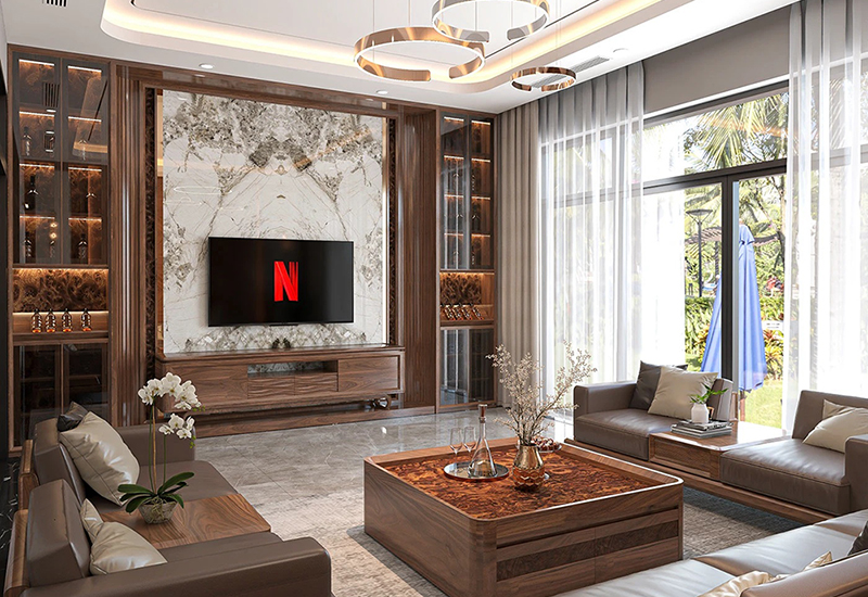 Sofa gỗ óc chó SFW2 - góc nhìn 3