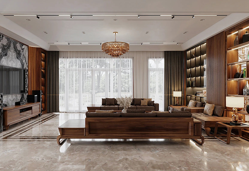 Sofa gỗ óc chó mẫu SFW5 - Góc nhìn 3