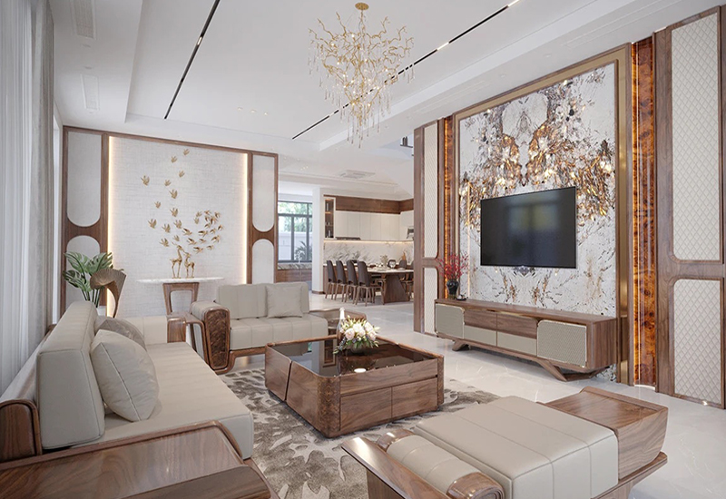 Sofa gỗ óc chó mẫu SFW7 - Góc nhìn 2