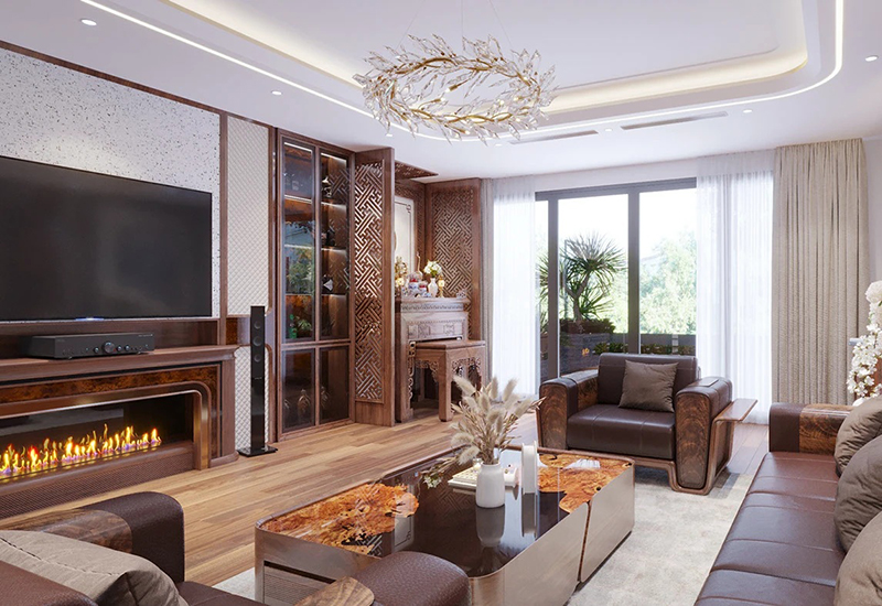 Sofa gỗ óc chó mẫu SFW8 - Góc nhìn 3