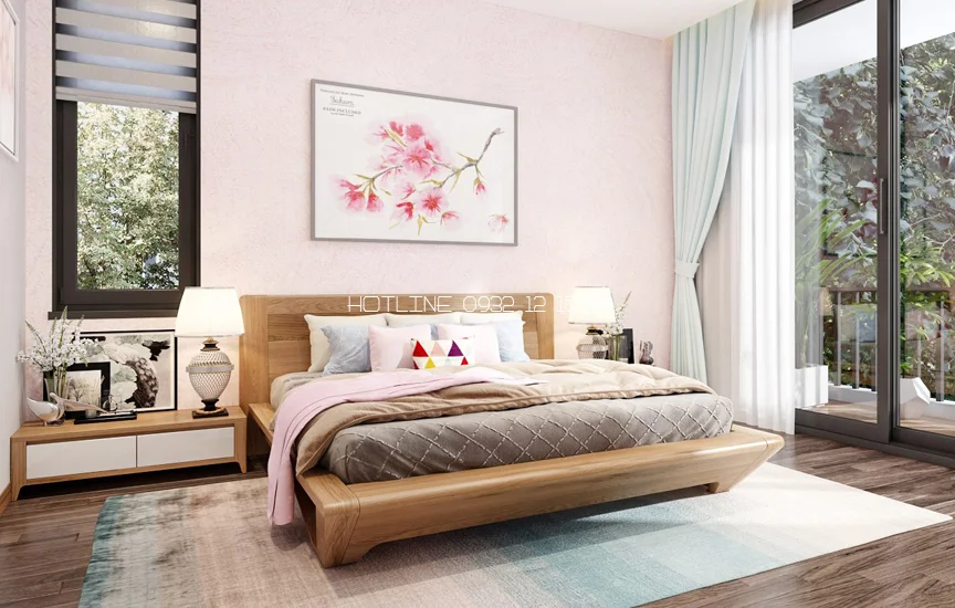 Mẫu giường ngủ gỗ sồi đẹp phong cách hiện đại