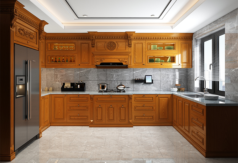 Tủ bếp gỗ gõ đỏ giá xưởng | Trọn gói miễn phí thiết kế tủ bếp