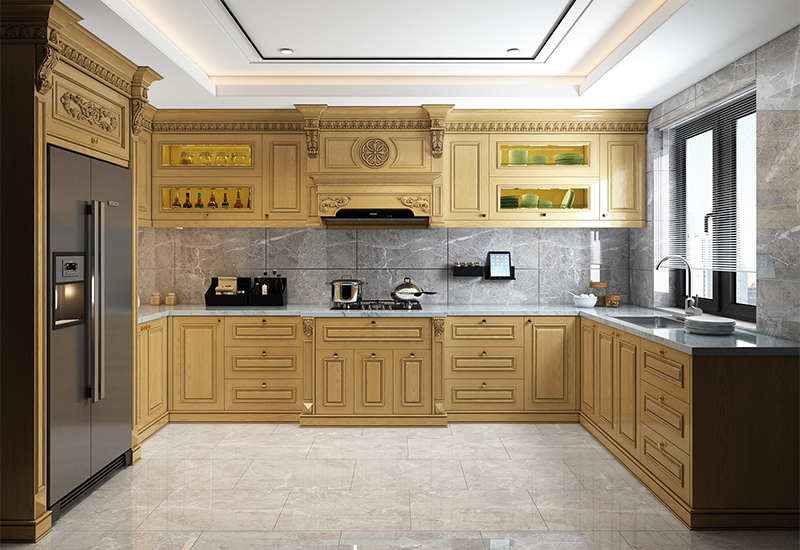 Tủ bếp gỗ sồi tự nhiên giá tại xưởng | Miễn phí thiết kế bếp